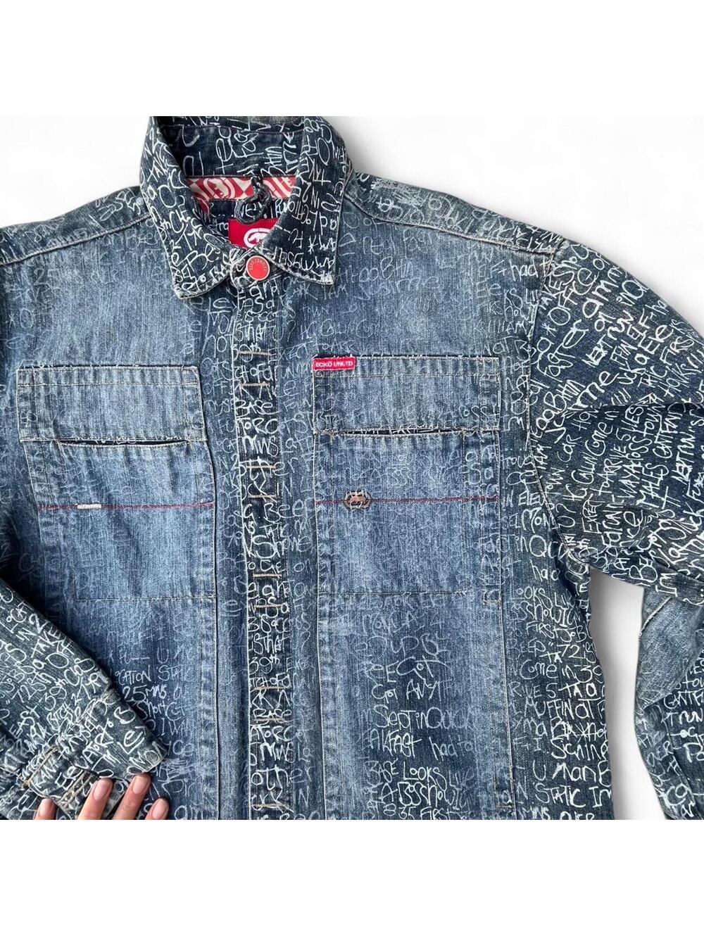 42-Echo denim jacket with all-over print, featuring a unique design - Picture 2 of 8